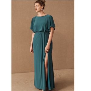 BHLDN teal Lena Flutter Sleeve Jersey